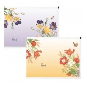 Папка с цип, дъно 30 мм, А4, мат PP, Floral, 33x24.5 см