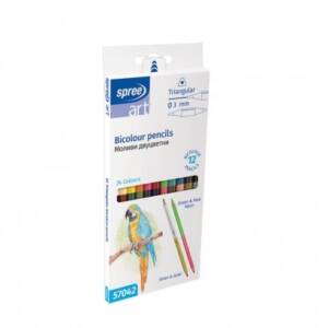 Моливи 12 x 2 цв. двуцветни, Bicolor триъгълни, Ø 3 мм графит Spree