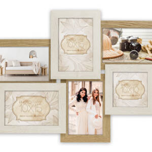 Рамка за снимки тип галерия ZEP Locarno за 5 броя 10x15 см. и 1 брой 10х10см, дървена, бяла