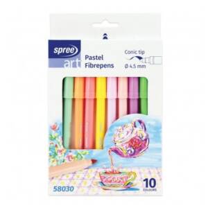 Флумастери пастелни 10 цвята, коничен връх Ø 4.5 мм